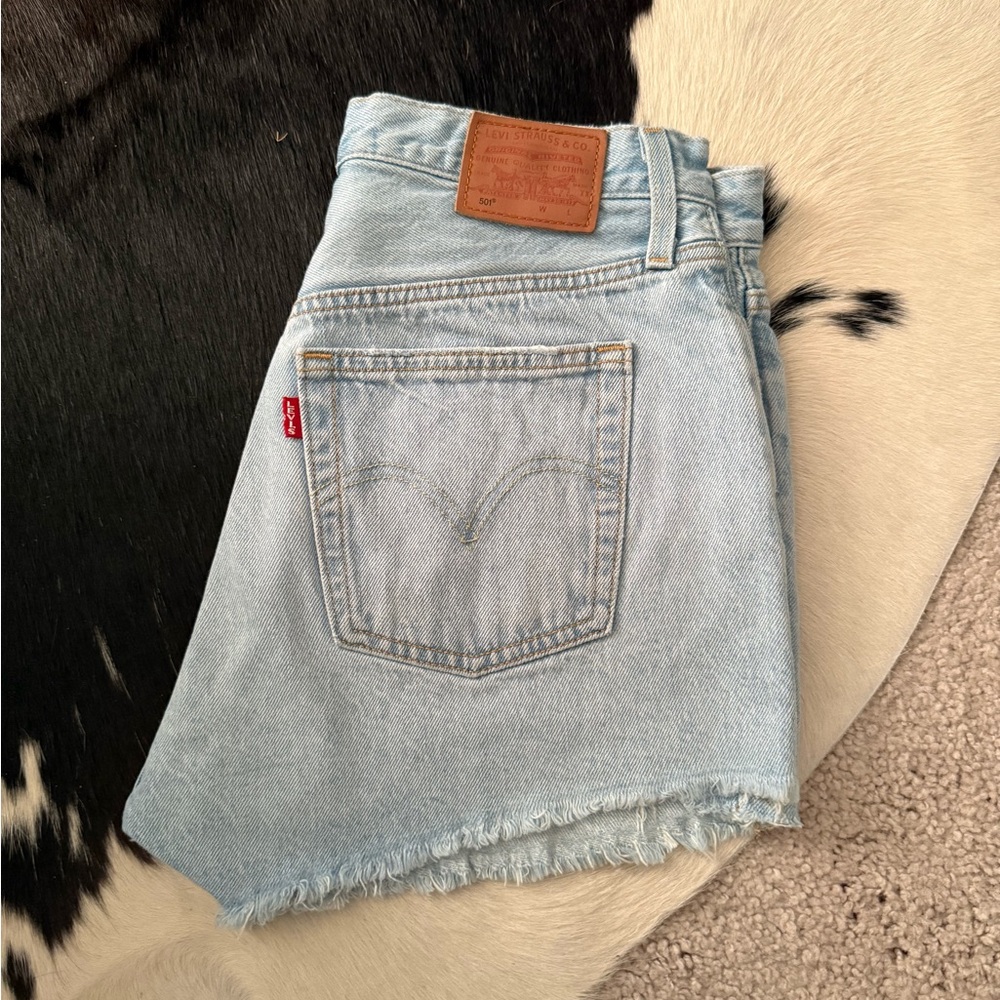 Levi's Sky Blue Denim Cutoff Shorts - Picture 1 of 4